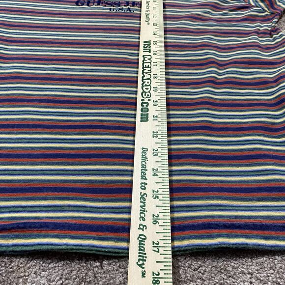 Guess USA Striped T Shirt Men’s L Vintage 90s Embroidered Spellout Made in USA - Picture 8 of 8
